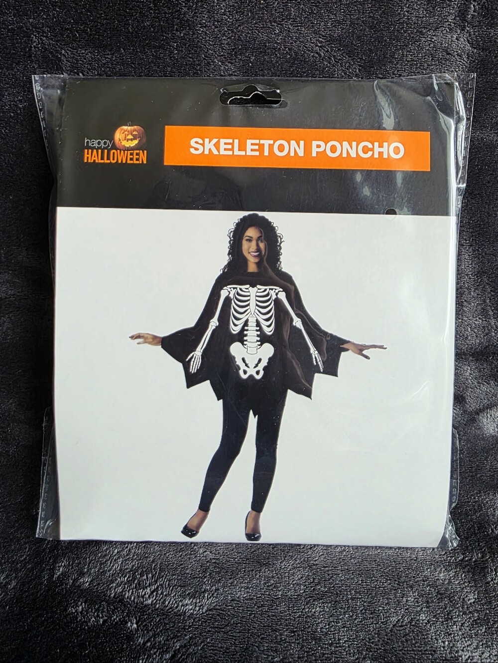 New Halloween Adult Skeleton Poncho, Skeleton Halloween Costume Women's one size